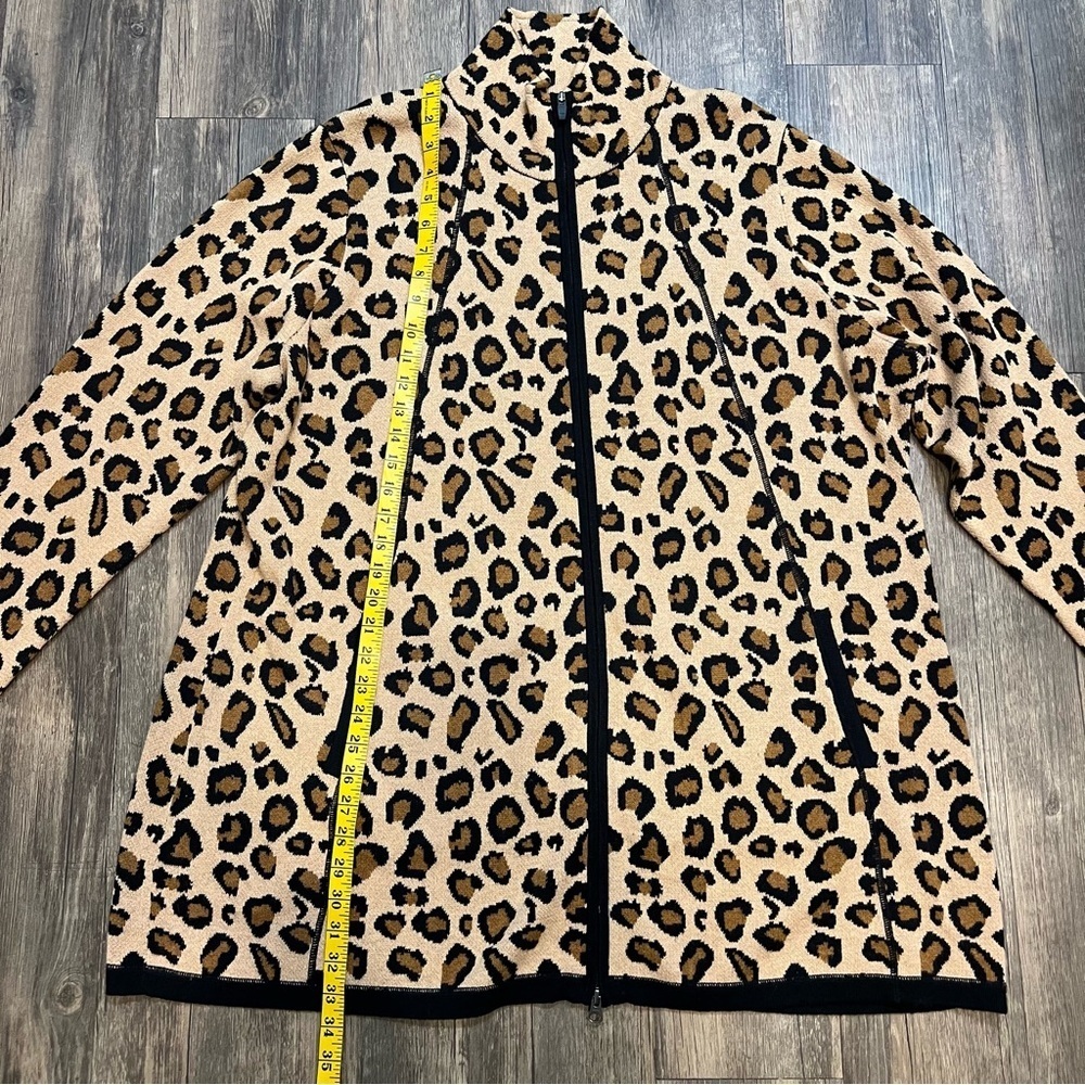 Rachel Zoe Animal Print Longline Zip Up Cardigan Knit Sweater Casual Warm 3X - Picture 12 of 13